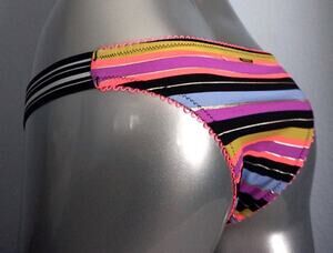 Victoria's Secret Multi Foil Stripe Banded Sexy The Itsy Swim Bikini Bottom S